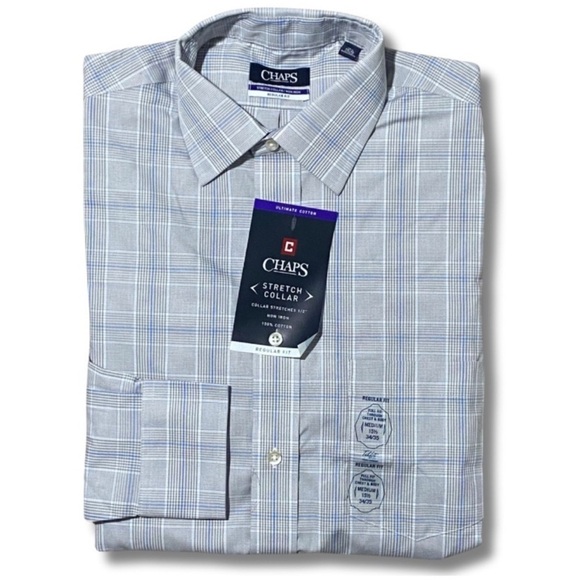 NWT Chaps Regular Fit Dress Shirt, Stretch collar, Non Iron, Size 15.5” 34/35 - Picture 1 of 16